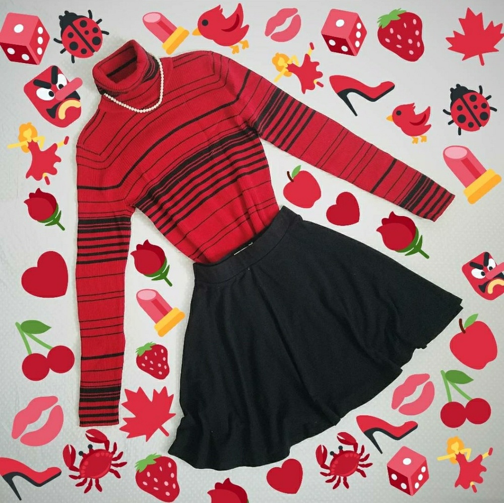 Red/Black Stripe Turtleneck